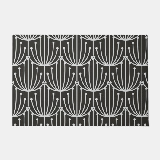 Abstracte flora in zwart-wit patroon Deurmat (Voorkant)