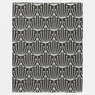 Abstracte flora in zwart-wit patroon Fleece Deken