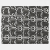 Abstracte flora in zwart-wit patroon Fleece Deken (Voorkant (Horizontaal))