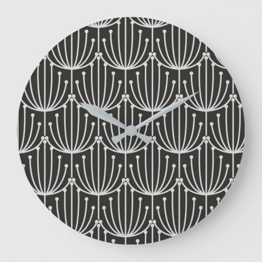  Abstracte flora in zwart-wit patroon Grote Klok (Voorkant)
