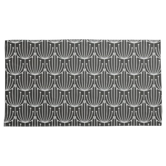 Abstracte flora in zwart-wit patroon Kussensloop (Voorkant-Rechts)