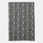  Abstracte flora in zwart-wit patroon Theedoek (Verticaal)