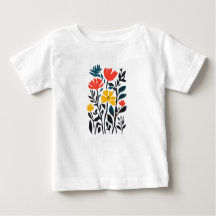 Abstracte Flora, moderne bloemenkunst Baby T-Shirt