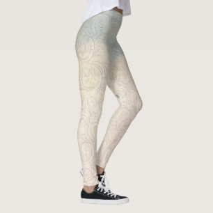 Abstracte flora op blauwe en witte verloopzalen leggings