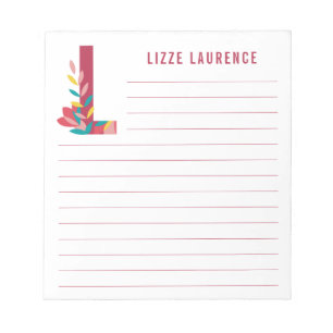 Abstracte Floral Alphabet Lined Notitieblok