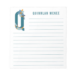 Abstracte Floral Alphabet Lined Notitieblok