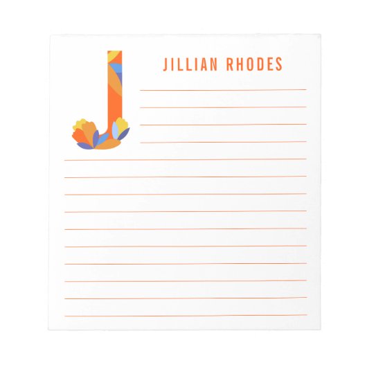 Abstracte Floral Alphabet Lined Notitieblok (Voorkant)