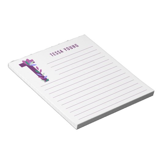 Abstracte Floral Alphabet Lined Notitieblok (Schuin)