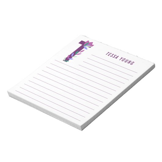 Abstracte Floral Alphabet Lined Notitieblok (Gedraaid)