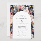 Abstracte Floral Arch Wedding met Blush & Navy Kaart (Voorkant)