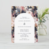 Abstracte Floral Arch Wedding met Blush & Navy Kaart (Staand voorkant)