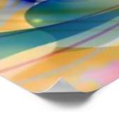 Abstracte Floral Background Blue en beige Poster (Hoek)