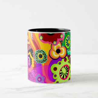 Abstracte Floral Bakelite Tweekleurige Koffiemok