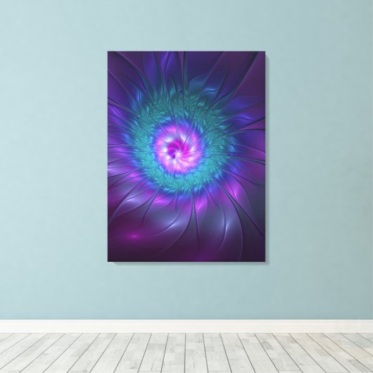 Abstracte Floral Beauty Colorful Fractal Art Flowe Canvas Afdruk (Insitu (Houten vloer))