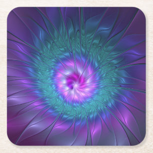 Abstracte Floral Beauty Colorful Fractal Art Flowe Vierkante Kartonnen Onderzetter