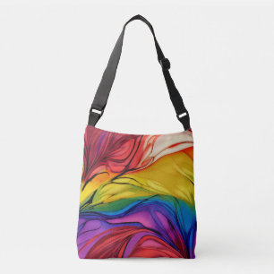 Abstracte Floral Crossbody Canvas tas