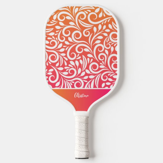 Abstracte Floral Elegant Ombre Gradient Monogramma Pickleball Paddle (Voorkant)