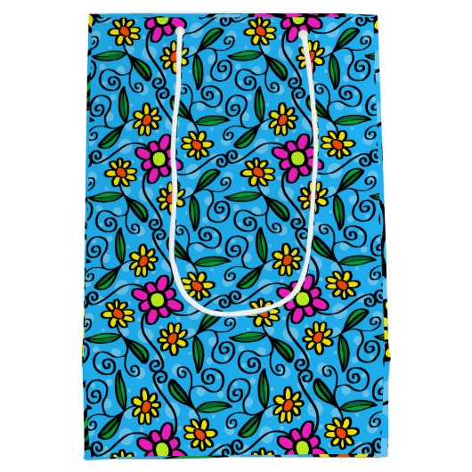 Abstracte Floral Gift Bag Medium Cadeauzakje (Achterkant)