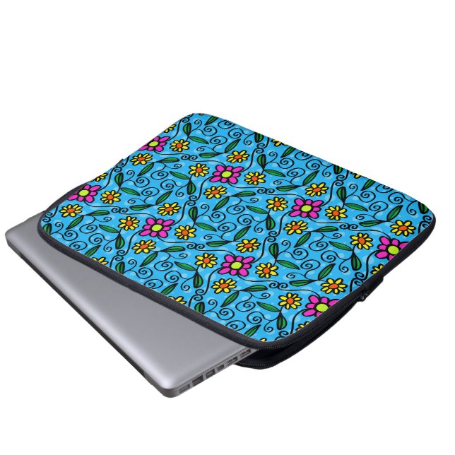 Abstracte Floral laptophoes Laptop Sleeve (Voorkant onderkant)