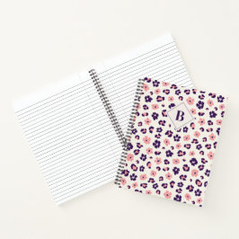 Abstracte Floral Leopard Animal Print Monogram Notitieboek
