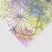 Abstracte Floral Line Art op Soft Wash Waterverf Tissuepapier (Detail)