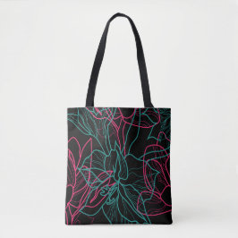 Abstracte Floral Line Art Pattern Design Draagtas