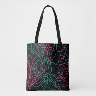 Abstracte Floral Line Art Pattern Design Draagtas