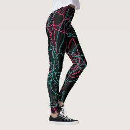 Abstracte Floral Line Art Pattern Design Leggings