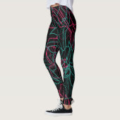 Abstracte Floral Line Art Pattern Design Leggings (Links)