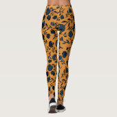 Abstracte Floral Mustard en Blue Chic-Leggings Leggings (Achterkant)