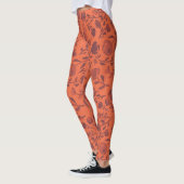 Abstracte Floral Oranje Paarse grafische Leggings (Links)