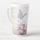 Abstracte Floral Paris Eiffel Tower Latte Mok (Linkerhoek)