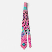 Abstracte Floral Pastels Monogram Necktie Stropdas (Voorkant)