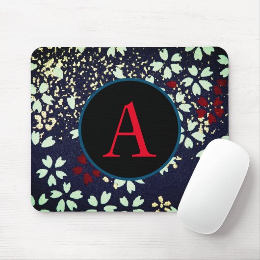 ABSTRACTE FLORAL PATTERN CUSTOM INITIAAL Mousepad Muismat (Met muis)