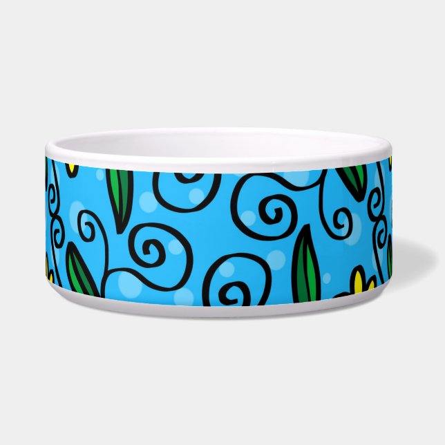 Abstracte Floral Pet Bowl Voerbakje (Voorkant)