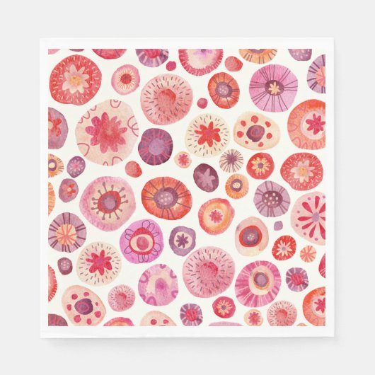 Abstracte Floral Pink Servet (Voorkant)