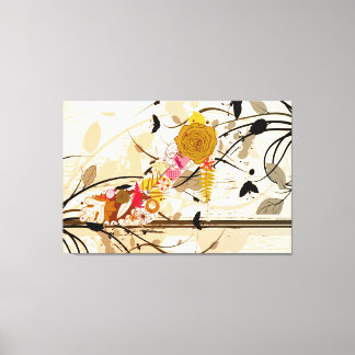 Abstracte Floral Shoe Wrapped Canvas Afdruk
