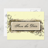 Abstracte Floral slaat de datum op Aankondigingskaart (Voorkant / Achterkant)