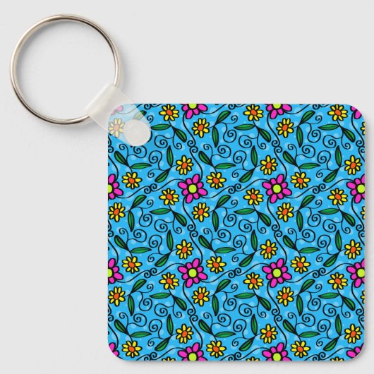 Abstracte Floral Sleutelhanger (Voorkant)