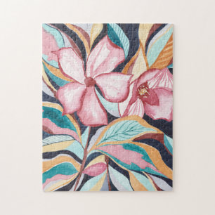Abstracte Floral Waterverf Art Jigzaag Puzzle Legpuzzel