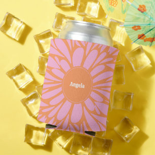 Abstracte florale barst oranje en roze Blikjeskoeler