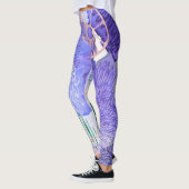 Abstracte florale bedrukte paarse leggings (Links)