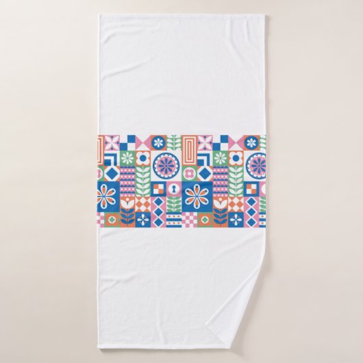 Abstracte florale kaart. Naadloos folklore-patroon Badhanddoek (Badhanddoek)