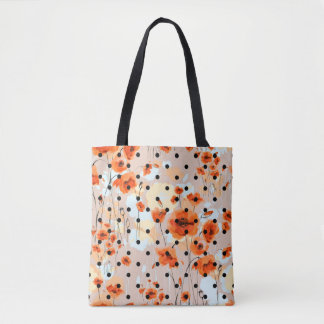 Abstracte florale naadloos patroon met veldpapil draagtas