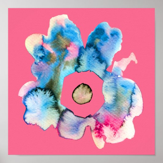 Abstracte florale roze waterverf poster (Voorkant)