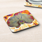 Abstracte florale tropische orchidee schilderij bier onderzetter (Linkerzijde)