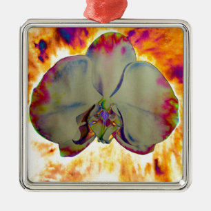 Abstracte florale tropische orchidee schilderij metalen ornament