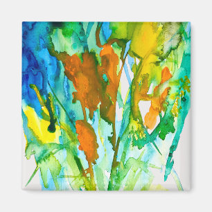 Abstracte florale waterverf magneet