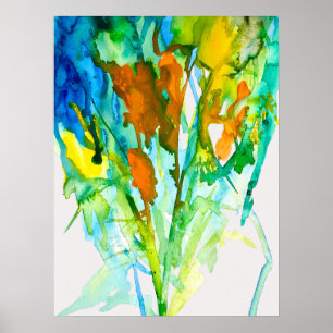 Abstracte florale waterverf poster