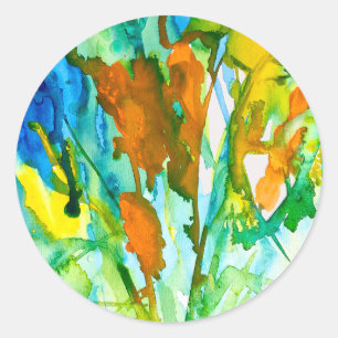 Abstracte florale waterverf ronde sticker